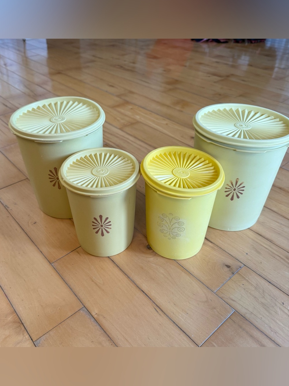 Vintage Yellow Plastic Storage Canisters Set of 4